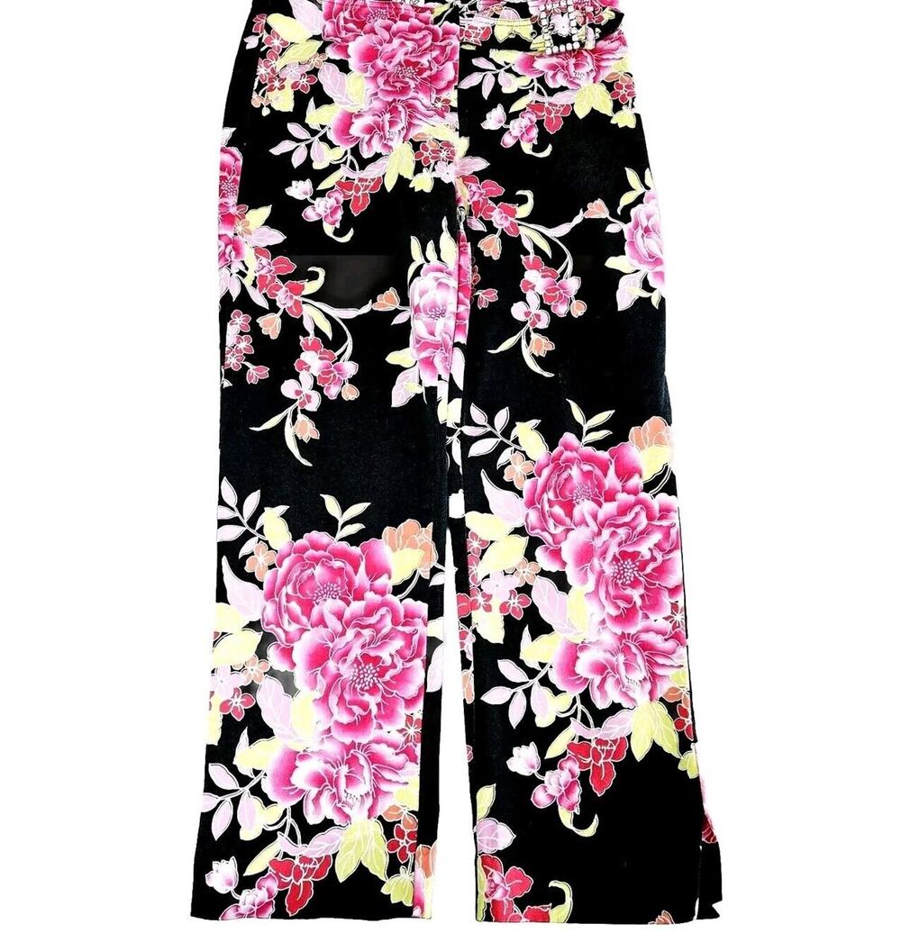 Cache Womens Pants Multicolor Size 4 Cotton Blend Stretch Zip Attached Belt